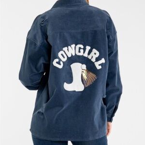 Cowgirl Embroidered Navy Cotton Jacket